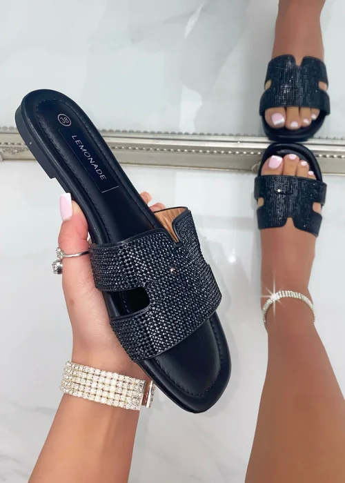 Love Lemonade Black Crystal Lush Halo Sliders - Size 3 Image 3