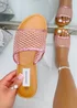 Love Lemonade Pink Crystal Gem Mesh Sliders - Size 4 Image 1