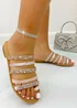 Love Lemonade Pink Crystal Glam Wrap Toe Sliders - Size 3 Image 3