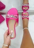 Love Lemonade Hot Pink Crystal Silky Bow Sliders - Size 3 Image 2
