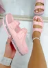 Love Lemonade Pink Crystal Trim Lightweight Double Strap Sliders - Size 4 Image 1