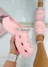 Love Lemonade Pink Crystal Strap Platform Crox Clogs - Size 4 Image 3