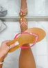 Love Lemonade Hot Pink Crystal Sparkle Flip Flops - Size 3 Image 1