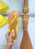 Love Lemonade Yellow Crystal Sparkle Flip Flops - Size 6 Image 2
