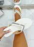 Love Lemonade White Crystal Trim Chunky Flip Flops - Size 3 Image 3