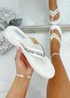 Love Lemonade White Crystal Trim Chunky Flip Flops - Size 3 Image 1
