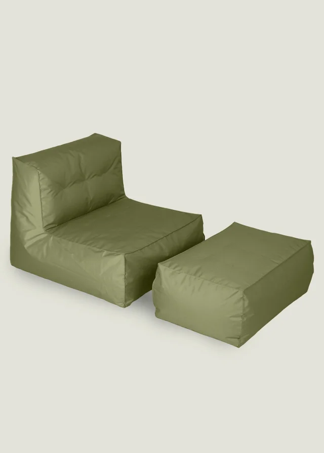 Kaikoo Khaki Indoor-Outdoor Lounger With Stool