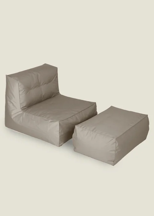 Kaikoo Taupe Indoor-Outdoor Lounger With Stool - One Size Image 1