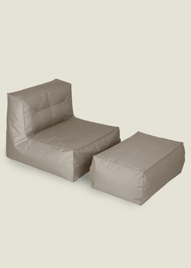 Kaikoo Taupe Indoor-Outdoor Lounger With Stool