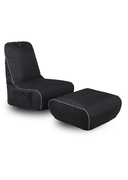 Kaikoo Black Rock Gamer Chair With Stool - One Size Image 1