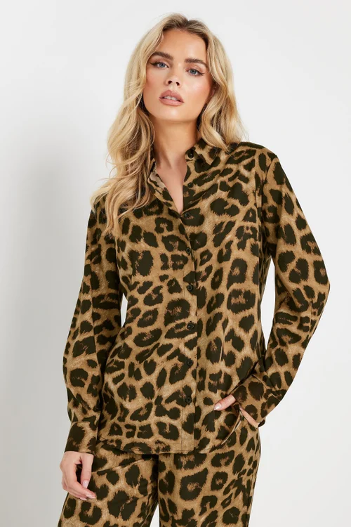 PixieGirl Petite Brown Leopard Print Long Sleeve Shirt - Size 12 Image 3