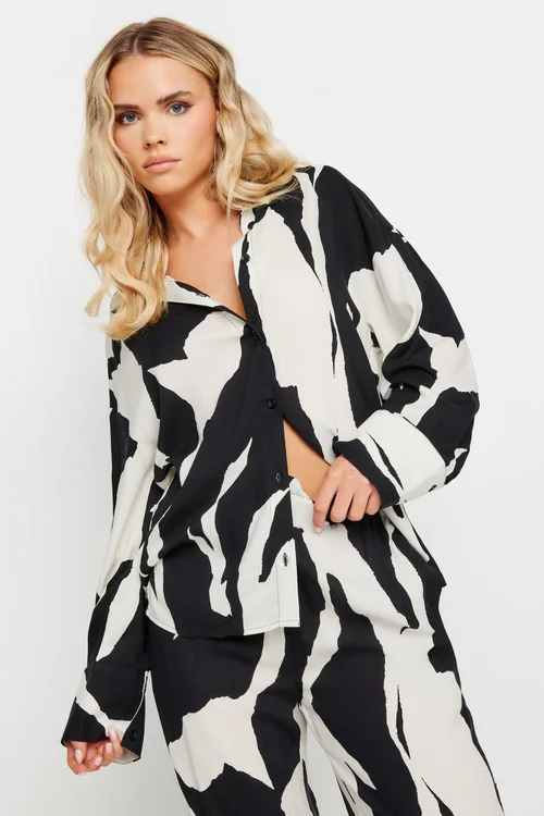 PixieGirl Petite Black Mono Abstract Print Shirt - Size 10 Image 1