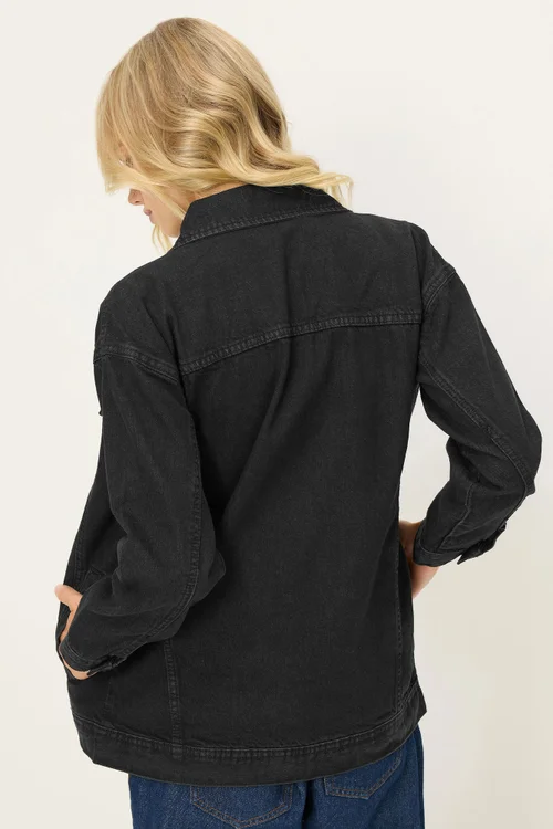 PixieGirl Petite Black Washed Oversized Denim Jacket - 14 Image 3