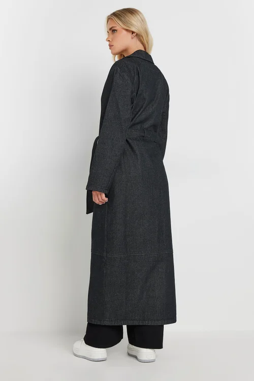 PixieGirl Petite Indigo Blue Denim Belted Trench Coat - 12 Image 4