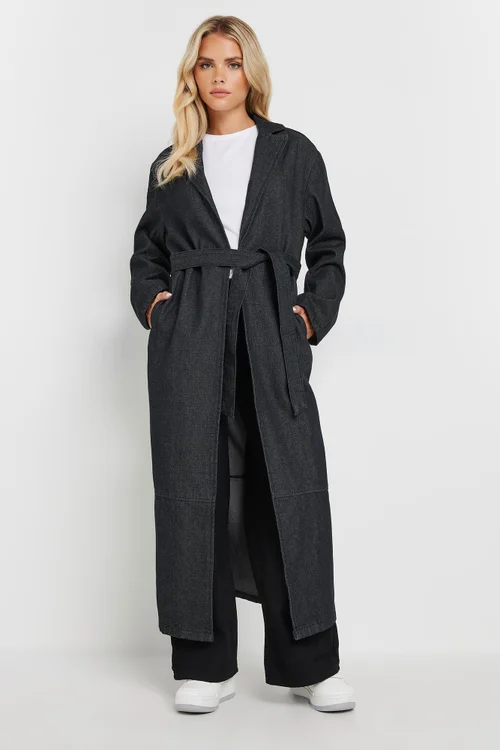 PixieGirl Petite Indigo Blue Denim Belted Trench Coat - 12 Image 2