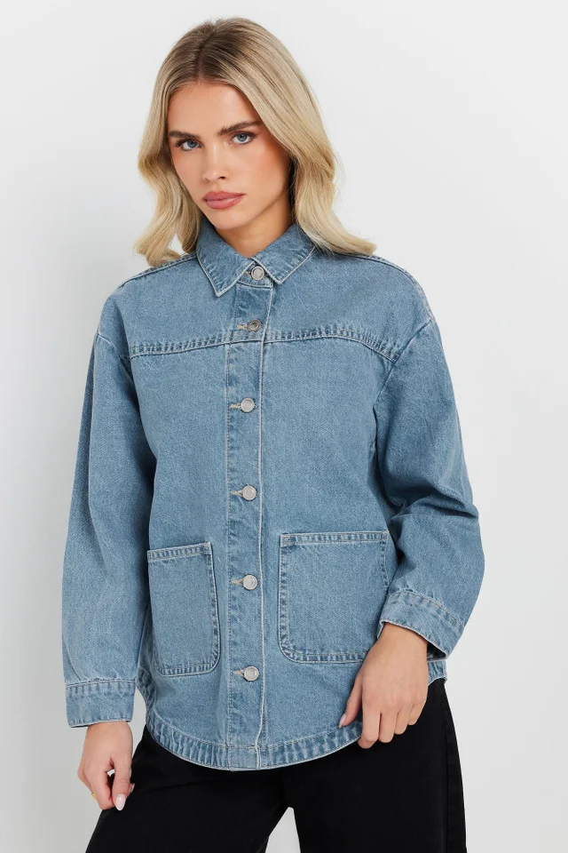 PixieGirl Petite Light Blue Denim Shacket
