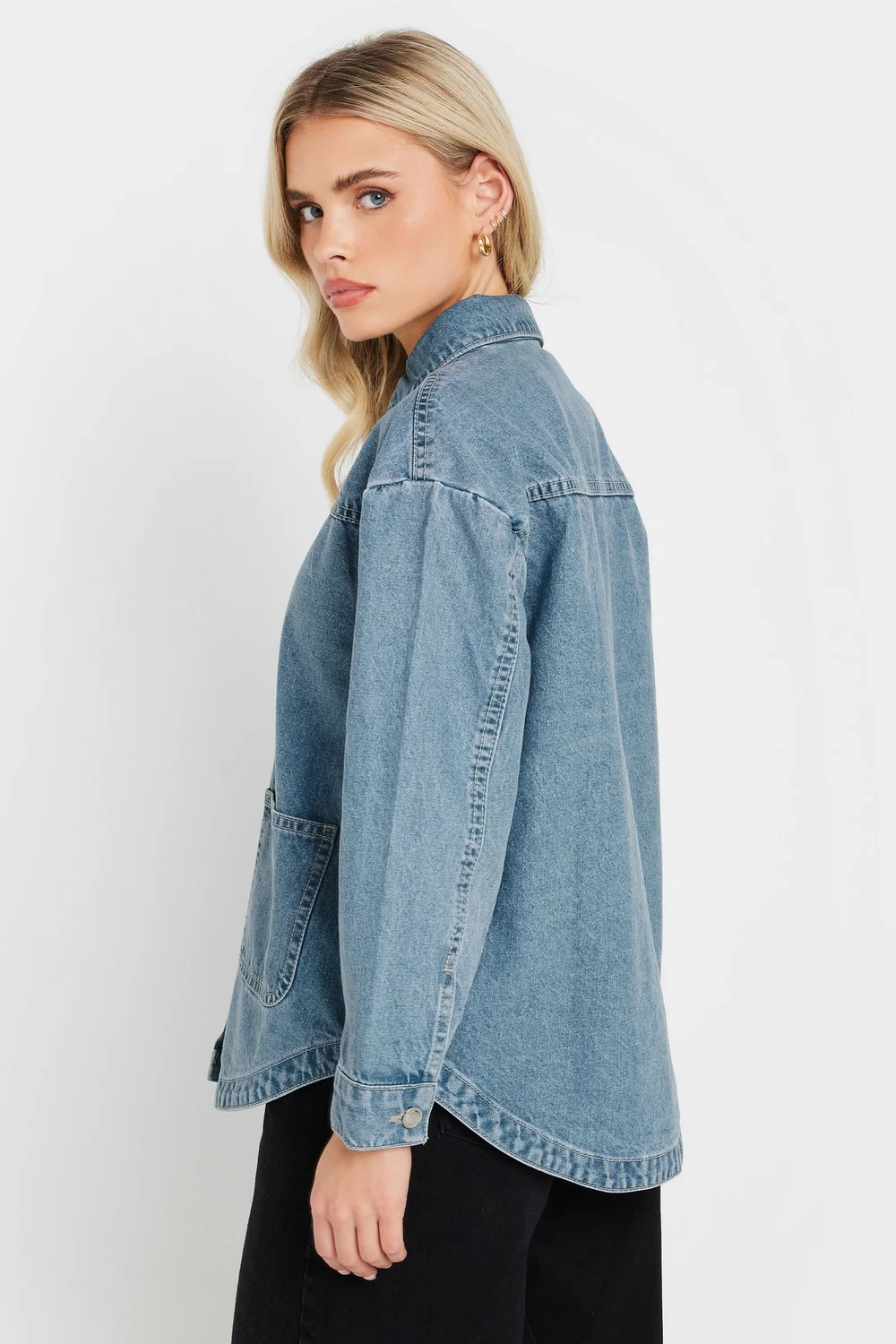 PixieGirl Petite Light Blue Denim Shacket - 14 Image 3
