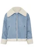 PixieGirl Petite Light Blue Denim Borg Zip Jacket - 12 Image 5