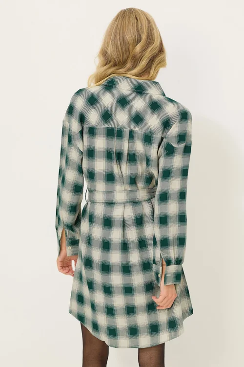 PixieGirl Petite Green Check Print Shirt Dress - 6 Image 3