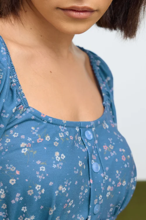 PixieGirl Petite Blue Ditsy Floral Print Mini Dress - 12 Image 4