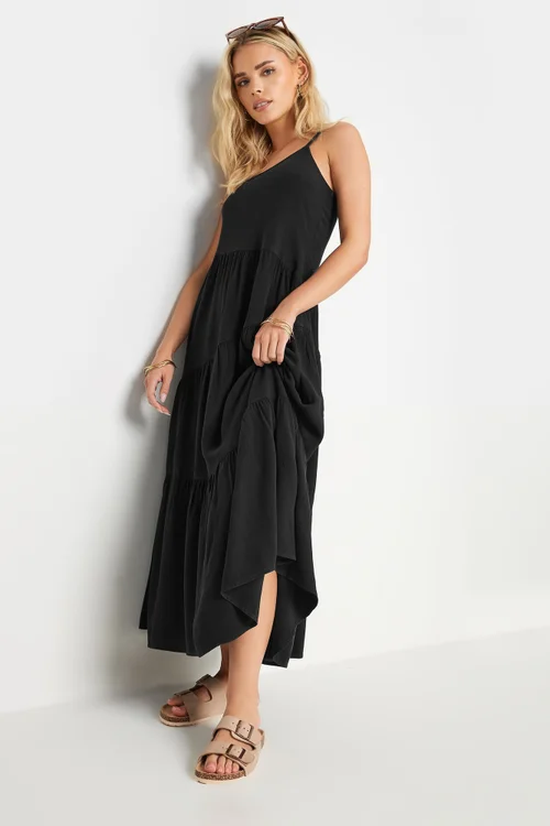 PixieGirl Petite Black Asymmetric Tiered Maxi Dress - 8 Image 2