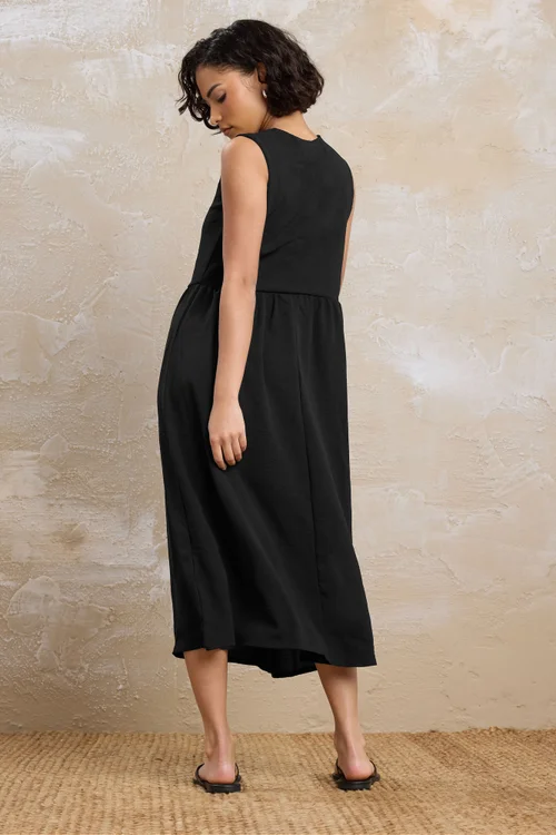 PixieGirl Petite Black Tie Front Midi Dress - 12 Image 3