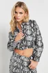 PixieGirl Petite Grey Snake Print Denim Bomber Jacket - 18 Image 1