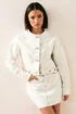 PixieGirl Petite Cream Denim Contrast Stitch Collarless Jacket - 18 Image 1