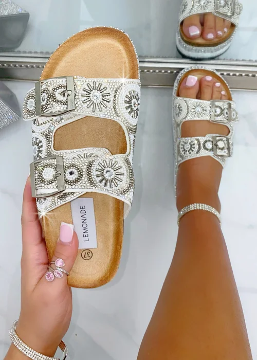 Love Lemonade Silver Crystal Radiant Double Strap Sliders - Size 3 Image 1