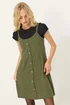PixieGirl Petite Khaki Green Button Front Sleeveless Dress - 14 Image 1