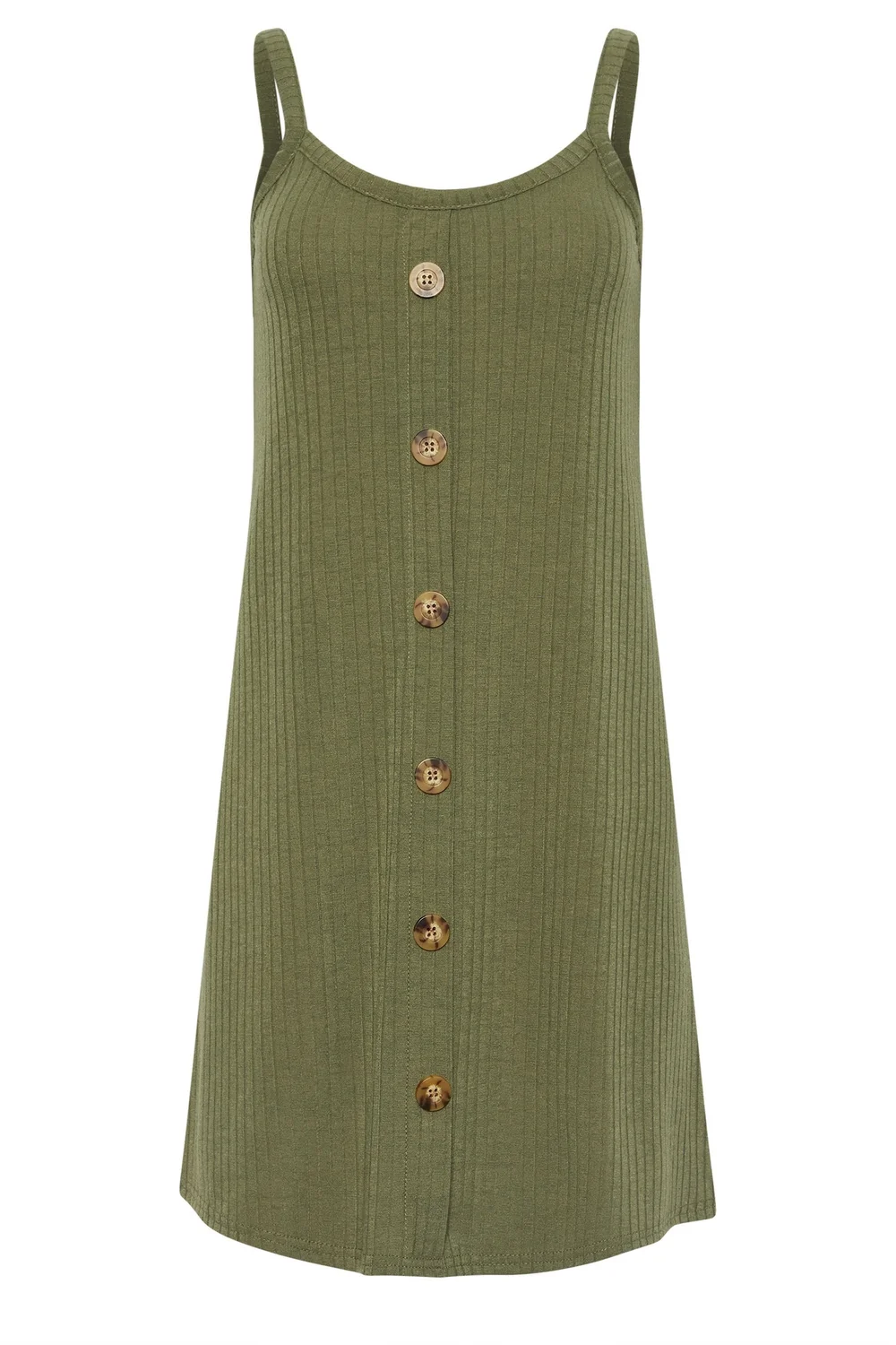 PixieGirl Petite Khaki Green Button Front Sleeveless Dress - 14 Image 5