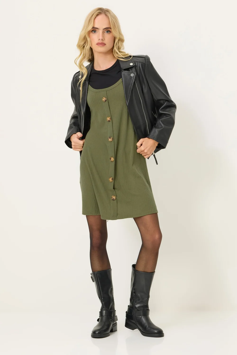 PixieGirl Petite Khaki Green Button Front Sleeveless Dress - 14 Image 2