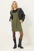 PixieGirl Petite Khaki Green Button Front Sleeveless Dress - 14 Image 2