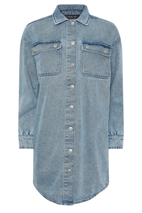 PixieGirl Petite Blue Denim Shirt Mini Dress - 8 Image 5