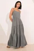 PixieGirl Petite Grey Acid Wash Asymmetric Tiered Maxi Dress - 16 Image 1