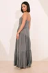 PixieGirl Petite Grey Acid Wash Asymmetric Tiered Maxi Dress - 16 Image 3