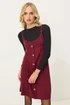 PixieGirl Petite Burgundy Red Ribbed Button Mini Dress - 16 Image 1