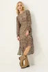 PixieGirl Petite Beige Brown Leopard Print Mesh Tiered Dress - 14 Image 2