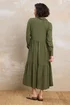 PixieGirl Petite Khaki Green Sleeved Smock Dress - 10 Image 3