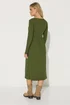 PixieGirl Petite Khaki Green Ribbed Button Midaxi Dress - 6 Image 3