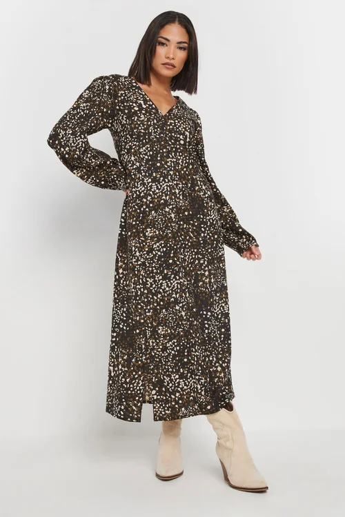 PixieGirl Petite Brown Abstract Spot Midi Tea Dress - 10 Image 2