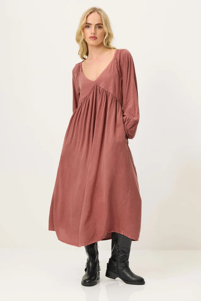 PixieGirl Petite Pink Woven Tie Back Smock Dress