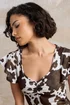 PixieGirl Petite Brown Cow Print Flutter Sleeve Dress - 18 Image 4