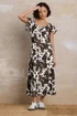 PixieGirl Petite Brown Cow Print Flutter Sleeve Dress - 18 Image 2