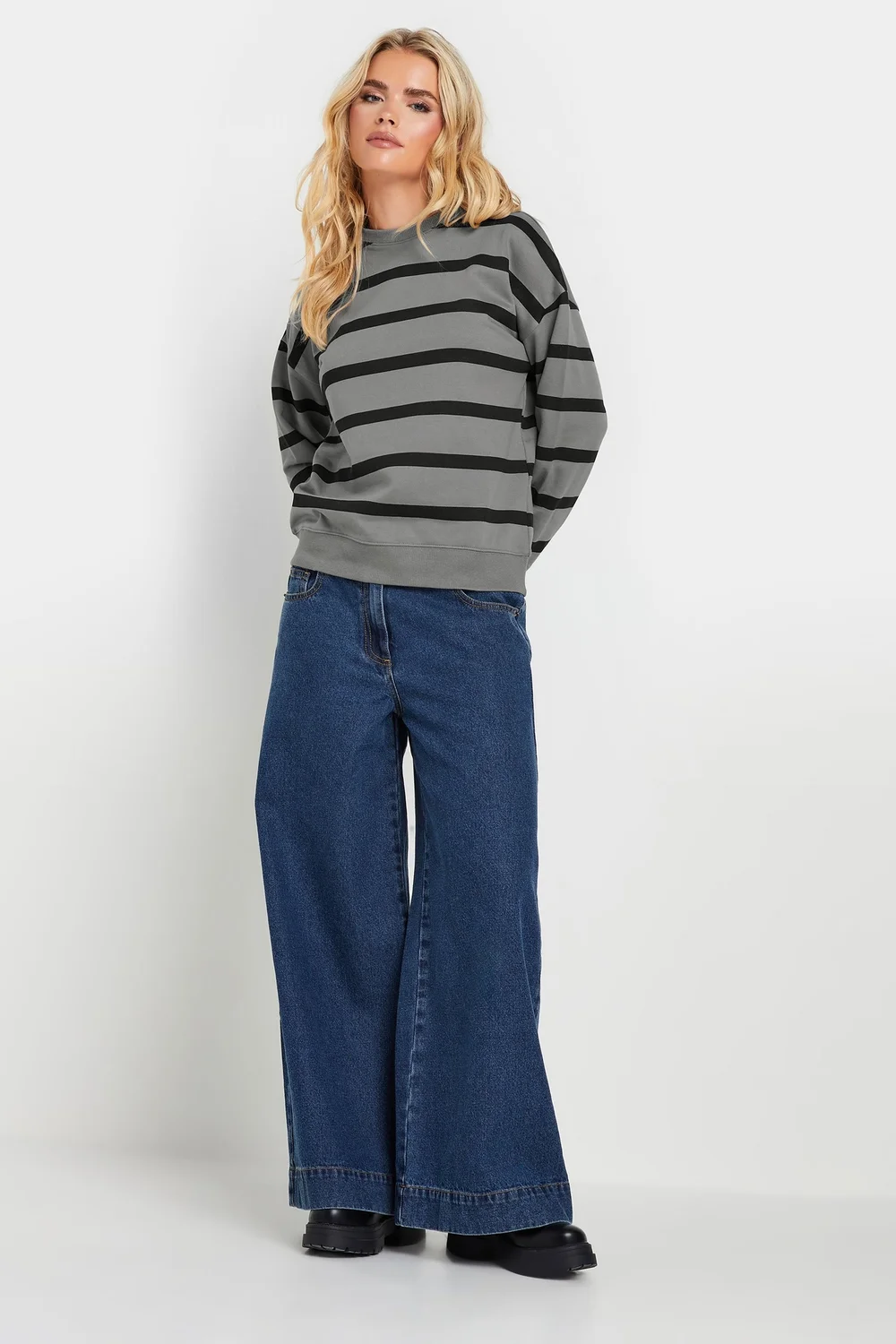 PixieGirl Petite Charcoal Grey Stripe Sweatshirt - 14 Image 2