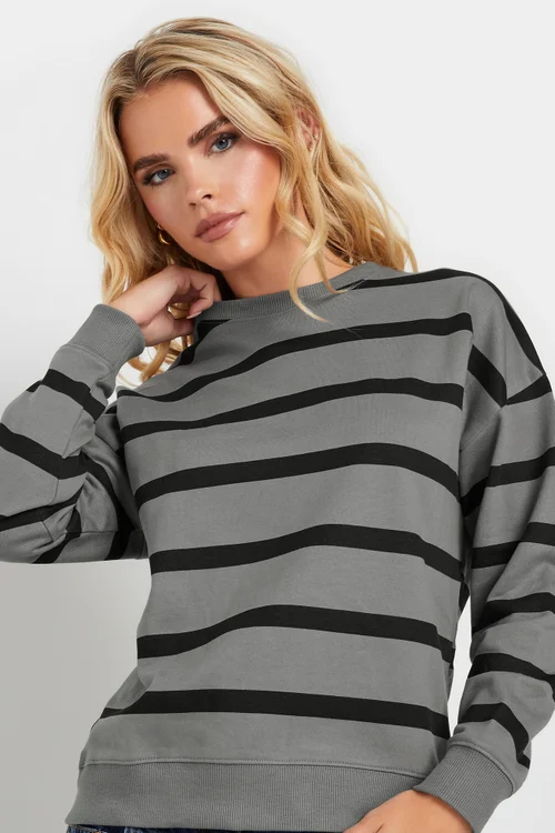 PixieGirl Petite Charcoal Grey Stripe Sweatshirt - 14 Image 4