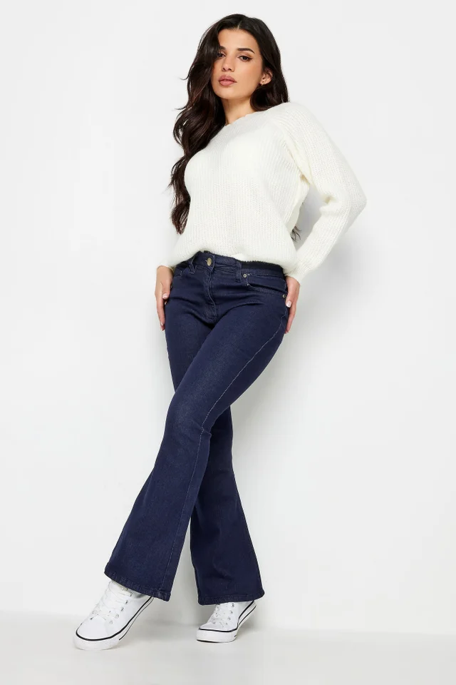 PixieGirl Petite Dark Blue Stretch Flared Jeans
