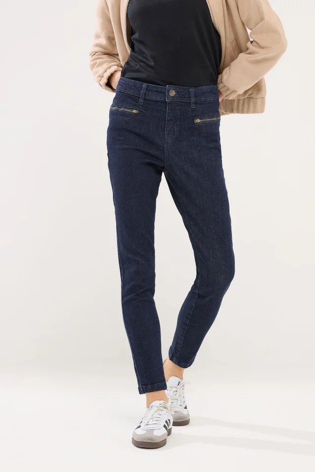 PixieGirl Petite Dark Blue Stretch Zip Pocket Skinny Jeans
