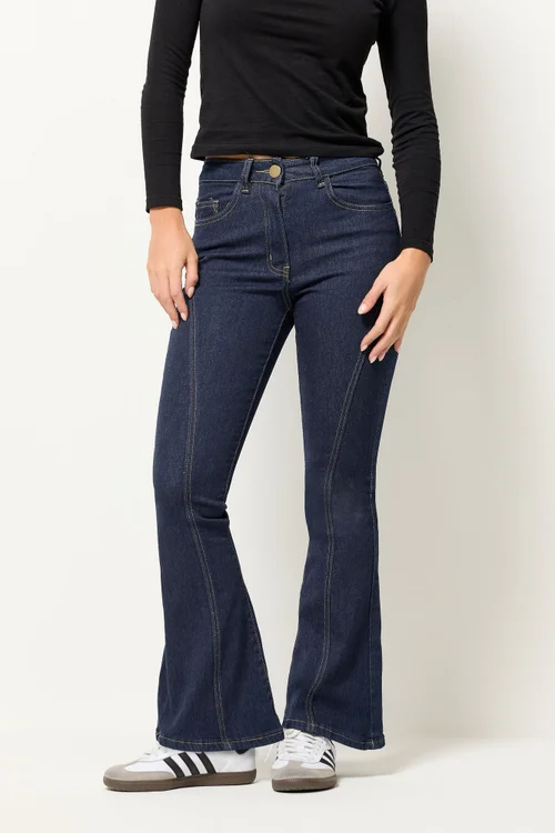 PixieGirl Petite Indigo Blue Seam Front Flared Jeans - 8 Image 2
