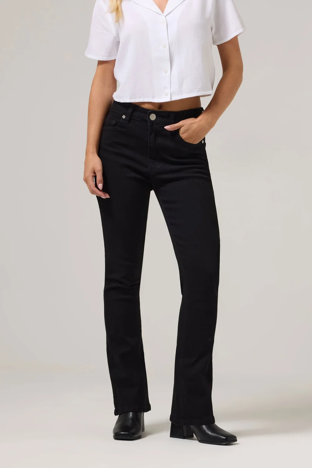 PixieGirl Petite Black Stretch Bootcut Jeans - 6/L27 Image 2